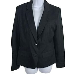 MERONA Black Button Up Blazer Striped Cuffs Size 14